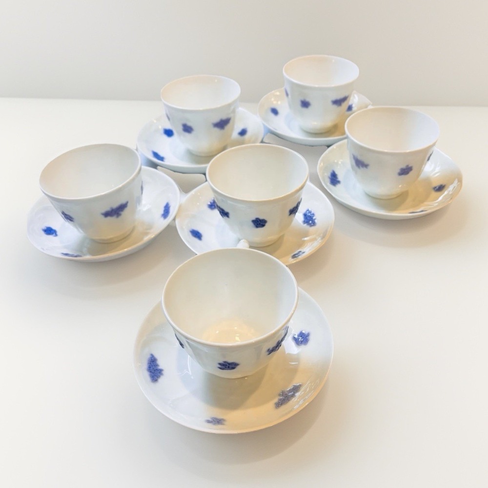 Vintage‎ Chelsea Grandma Grape Lustre Demi Cups/Saucers 6 Sets Adderleys England